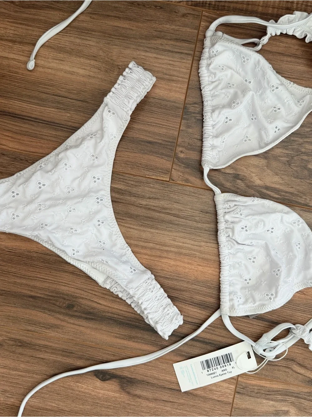 Frankie's Bikinis White Eyelet Triangle Bikini Set